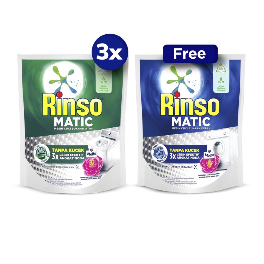 Buy 3 Rinso Matic Liquid Detergent Top Load 1.45L Free Rinso Matic Liquid Detergent Front Load 1.45L