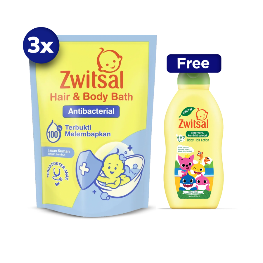 Buy 3 Zwitsal Baby Bath Hair & Body Antibacterial 400 ml Free Zwitsal Baby Hair Lotion Aloe Vera Kemiri/Minyak Rambut Bayi 200 ml