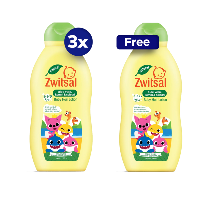 Buy 3 Get 1 Zwitsal Baby Hair Lotion Aloe Vera Kemiri/Minyak Rambut Bayi 200 ml