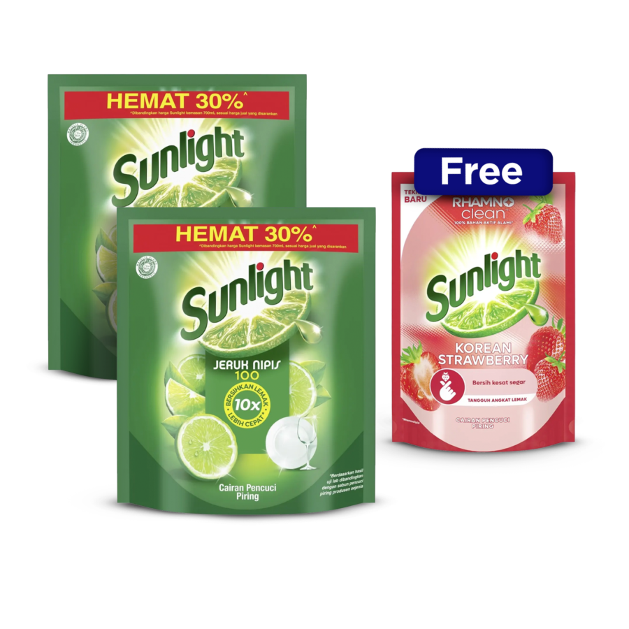 Buy 2 Sunlight Pencuci Piring Lime 910ml Free 1 Sunlight Korean Strawberry 600ml