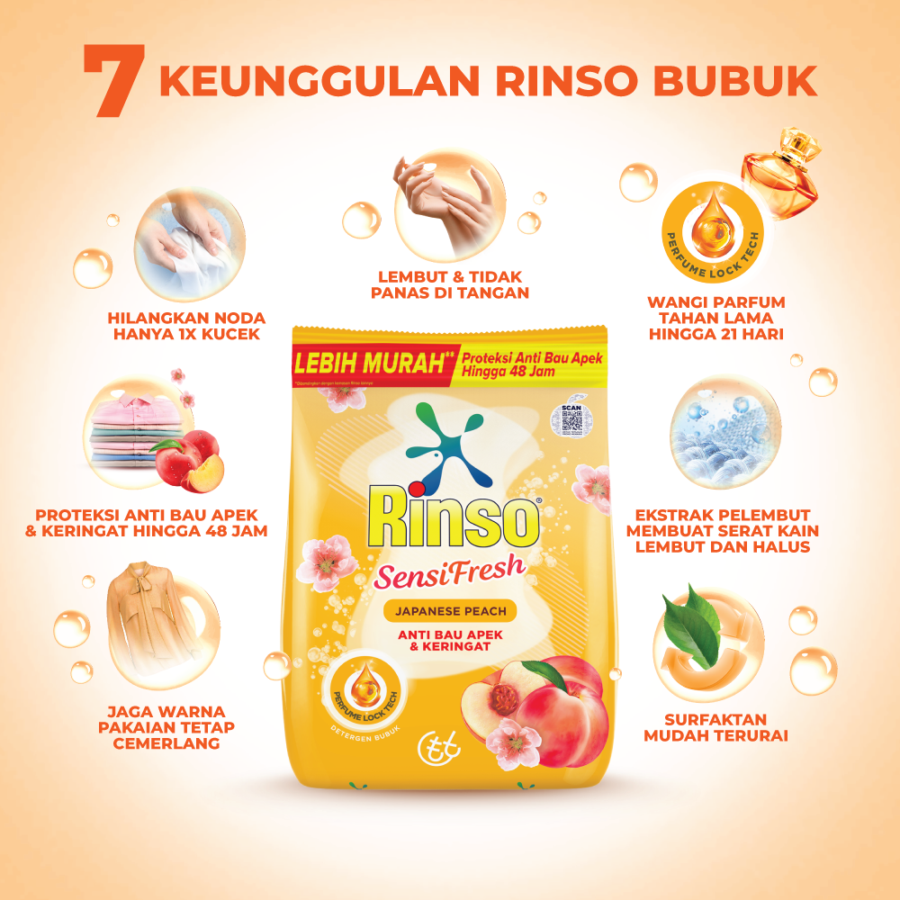 Rinso SensiFresh Japanese Peach Deterjen Bubuk 1440gram