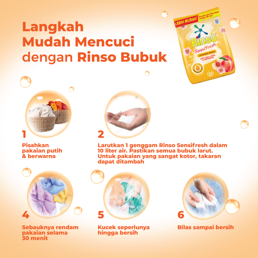 Rinso SensiFresh Japanese Peach Deterjen Bubuk 1440gram