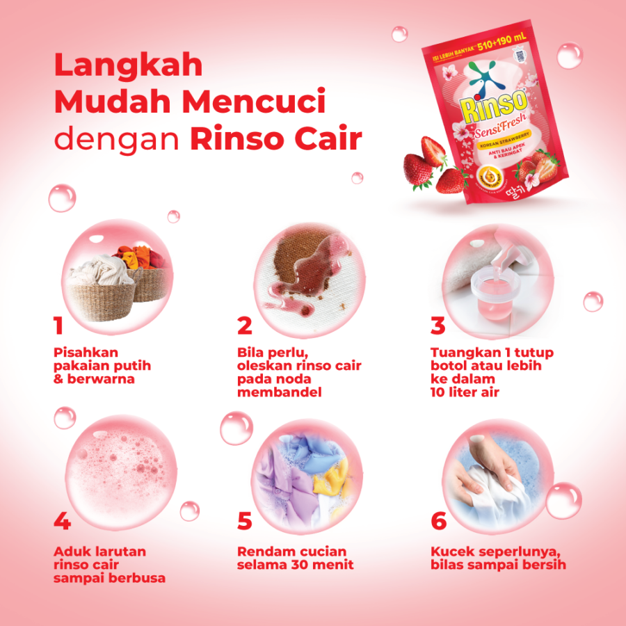 Rinso Sensi Fresh Korean Strawberry Deterjen Cair 700ml