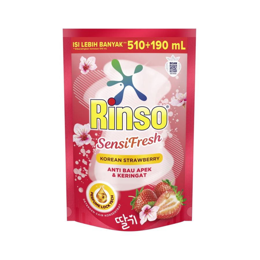 Rinso SensiFresh Detergent Cair Korean Strawberry 700 Gr