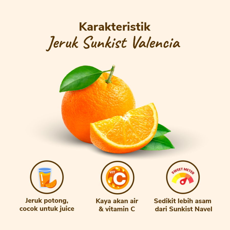 Jeruk Sunkist Valencia 500gr – 550gr, 2-3pcs/pack