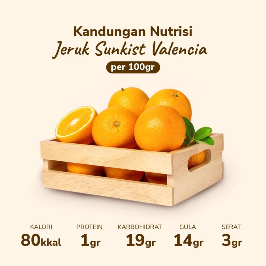 Jeruk Sunkist Valencia 500gr – 550gr, 2-3pcs/pack