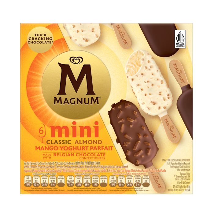 Walls Ice Cream Magnum Mini Classic Almond Mango Yoghurt Parfait (6x45ml)