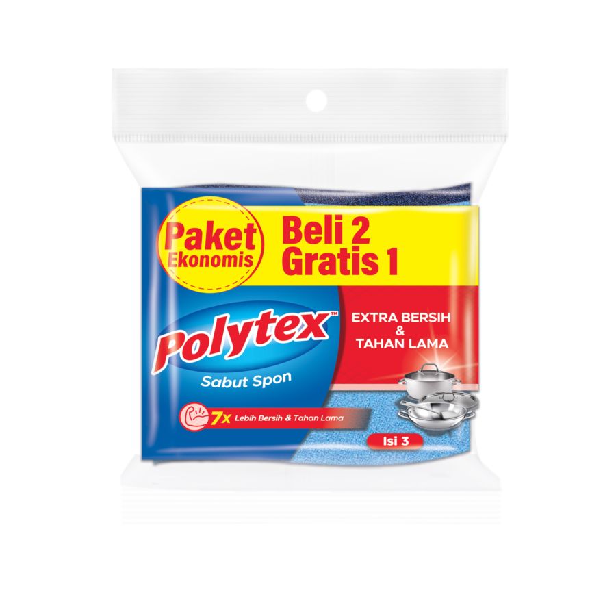 Polytex Multipacks Spons Extra Bersih Tahan Lama isi 3