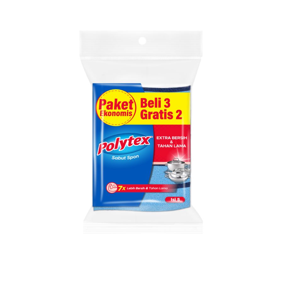 Polytex Multipacks Spons Extra Bersih Tahan Lama isi 5