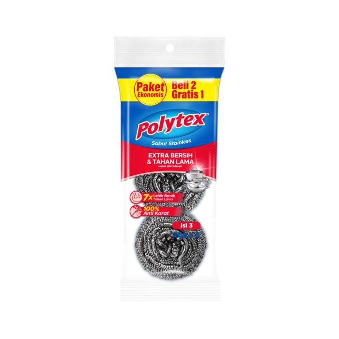 Polytex Multipacks Sabut Cuci Piring Stainless isi 3