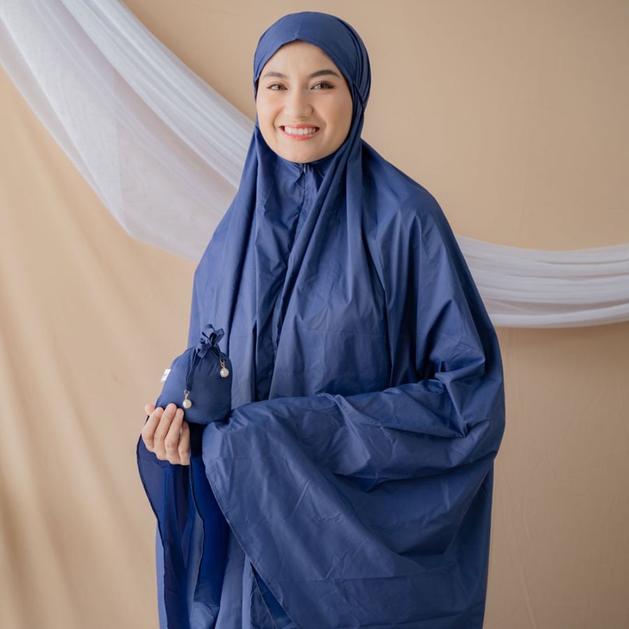 Alf Mukena Mini Parasut Blue Pansy By Alif 1pcs