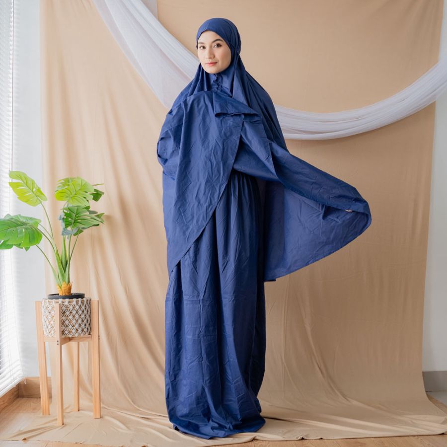 Alf Mukena Mini Parasut Blue Pansy By Alif 1pcs