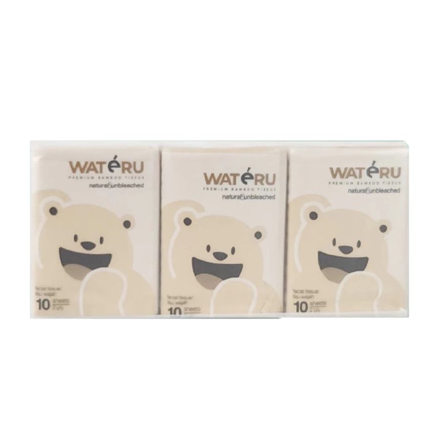 Wateru Premium Bamboo Tissue - 10 sheets x 6 Pocket Size/Tisu Bambu 1pack