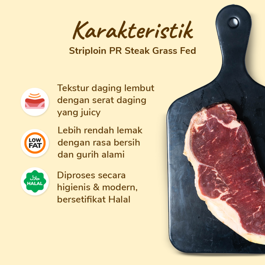 Striploin PR Steak Grassfed Import 170-185gram