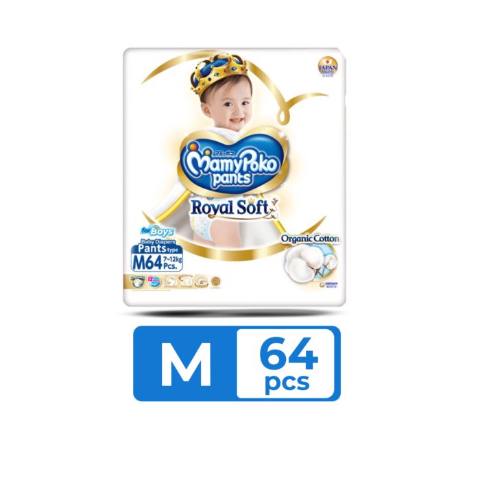 MamyPoko Pants Royal Soft Organic Cotton Popok Bayi Celana M64 Boys