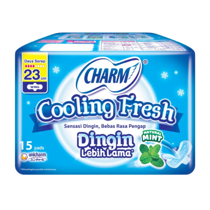 Charm Extra Comfort Cooling Fresh Ekstrak Daun Mint Wing 23cm 15pcs/Pembalut