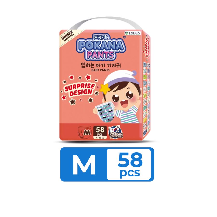 Pokana Unisex Baby Pants Diapers M58 1pack
