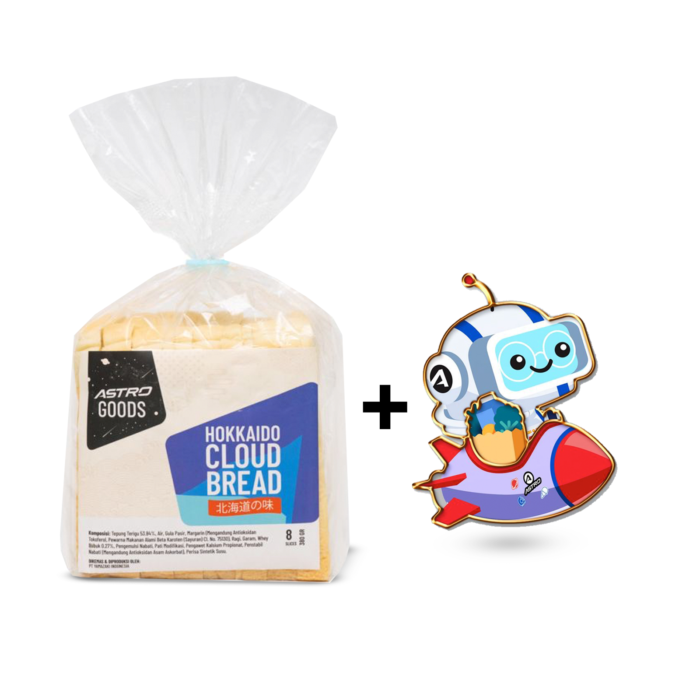 [Bundle] 1 Astro Goods Hokkaido Cloud Bread ( Roti Tawar ) 380 gram + 1 Astro Enamel Pin Rocco