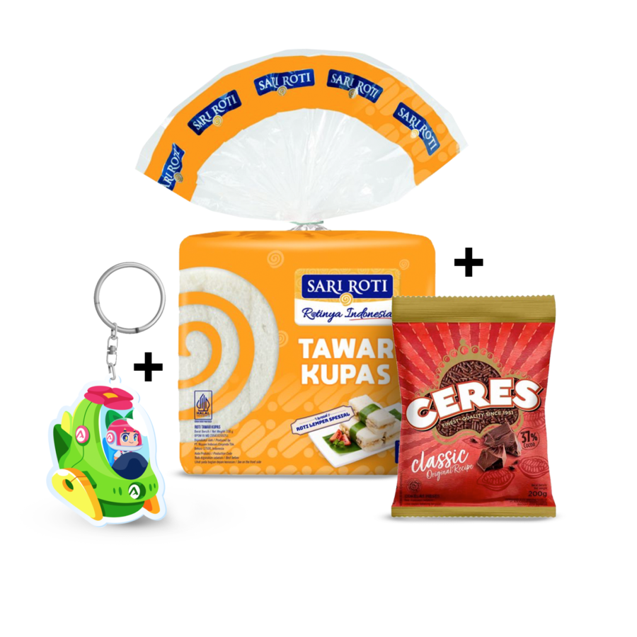 [Bundle] 1 Sari Roti Tawar Kupas 10 lembar 200 gram + 1 Ceres Meses Classic 200 gram + Keychain Ivy Space