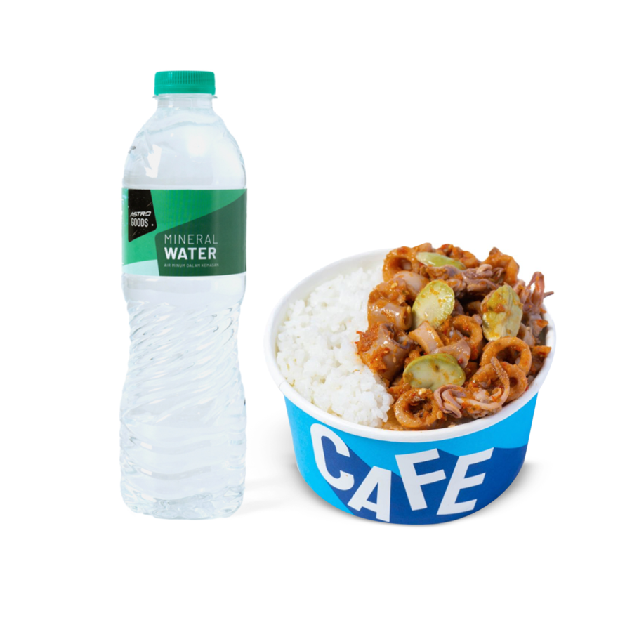 CUGIL Cumi Gila Rice Bowl + Mineral Water Astro Goods / Air Mineral 600 ml