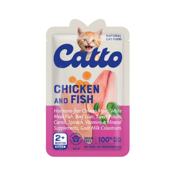 Catto Natural Kitten Chicken and Fish Makanan Basah Kucing