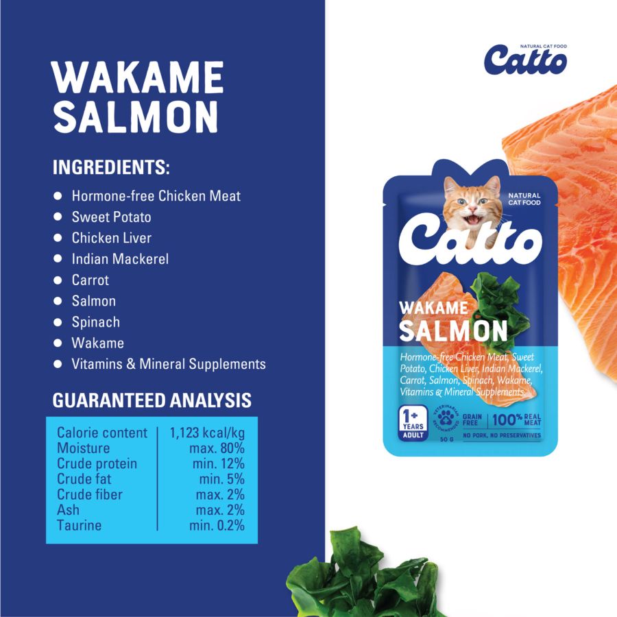 Catto Natural Wakame Salmon Adult Makanan Basah Kucing 50gram
