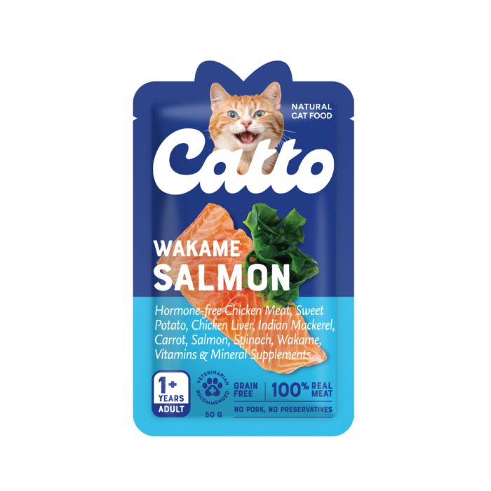 Catto Natural Wakame Salmon Makanan Basah Kucing