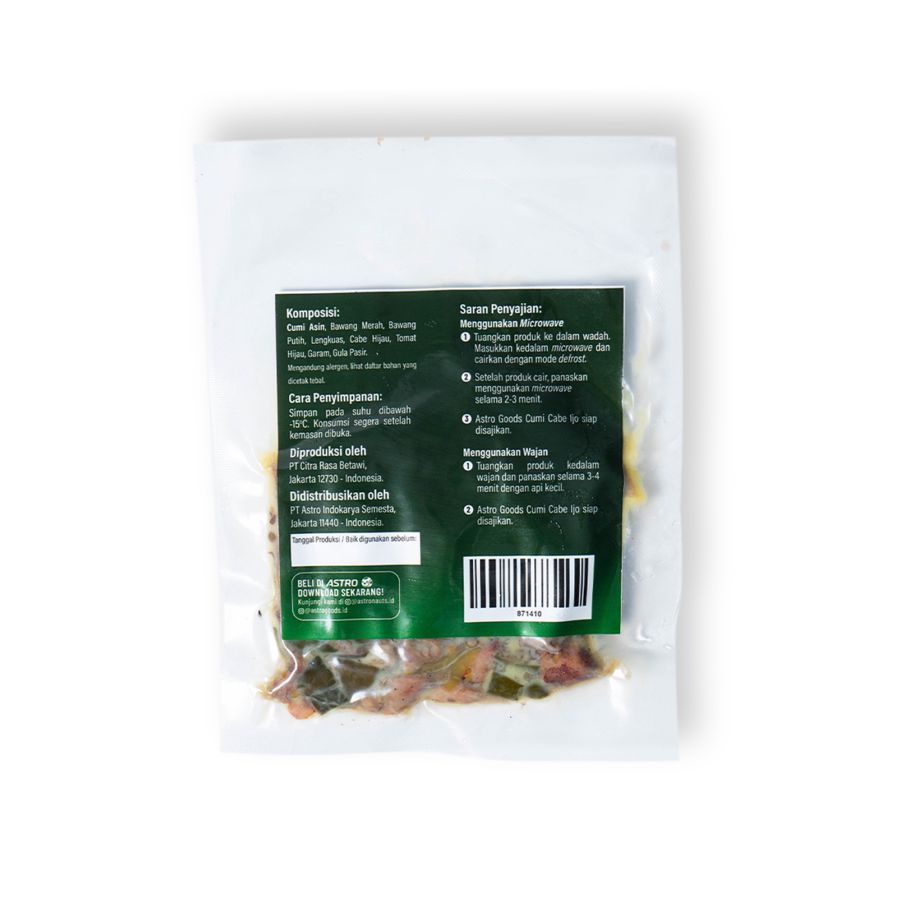 Cumi Cabe Hijau Sigle Portion Kafe Betawi & Astro Goods 100gram