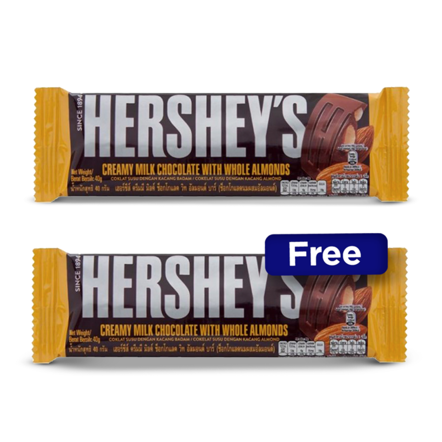 Hershey Bar Milk with Almond 40gr free Almond 40 gram