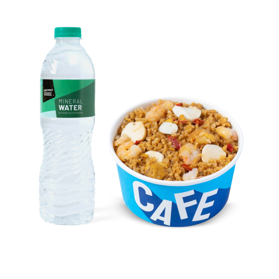 Nasi Goreng Seafood & Air mineral 600 ml Astro Goods