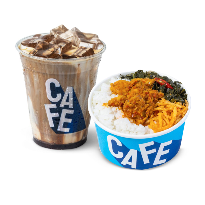 Paket Makan Siang Rice Bowl Ayam Woku & Iced Kopi Susu Gula Aren (Espresso Base) - Regular