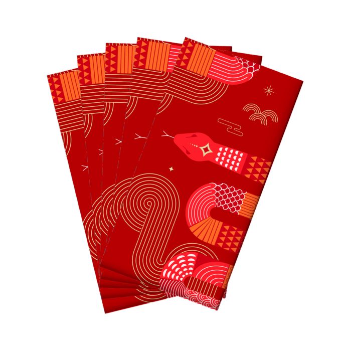 Red Envelope Angpao Imlek Shio Ular 2025 uk 9x17cm isi 6pcs - A Basics