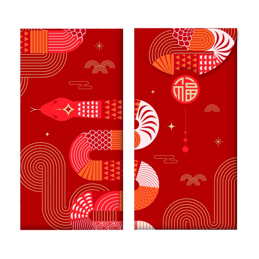 Red Envelope Angpao Imlek Shio Ular 2025 uk 9x17cm isi 6pcs - A Basics 6pcs