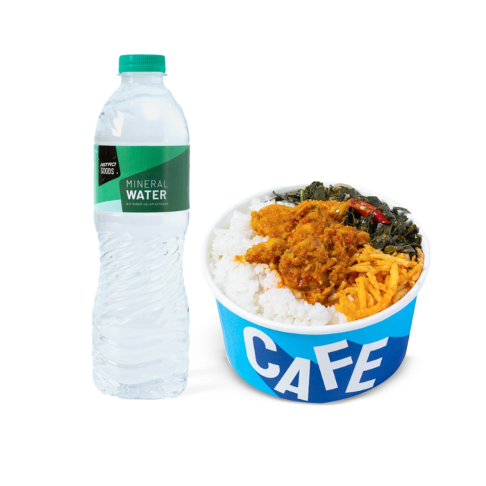 Rice Bowl Ayam Woku + Mineral Water Astro Goods / Air Mineral 600 ml