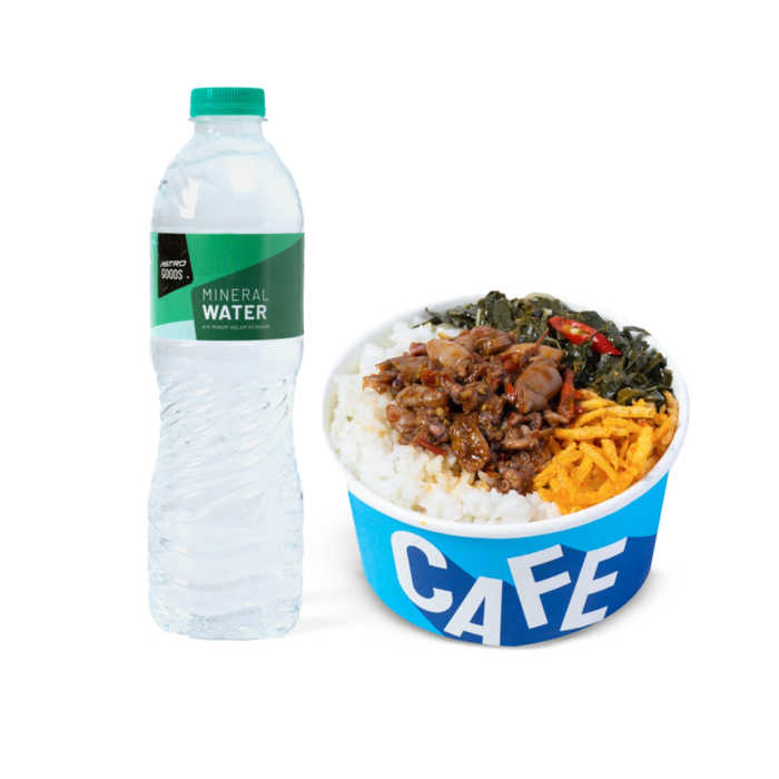 Rice Bowl Cumi Rica + Mineral Water Astro Goods / Air Mineral 600 ml