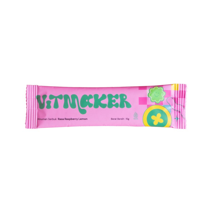 Vitmaker Fiber Collagen Drink (Minuman Serbuk Rasa Raspberry Lemon) 14sachets