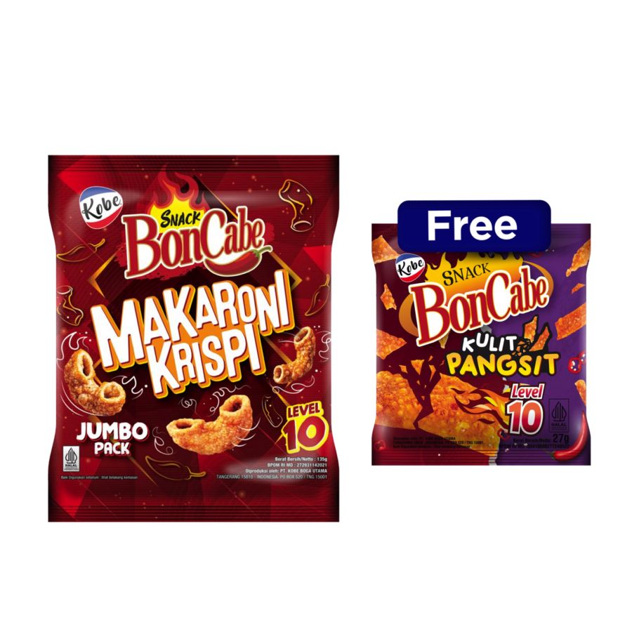 Buy 1 Boncabe Makaroni Krispy Level 10 135 gram free 1 [freebies] Snack Boncabe Kulit Pangsit Lv10 70 gram