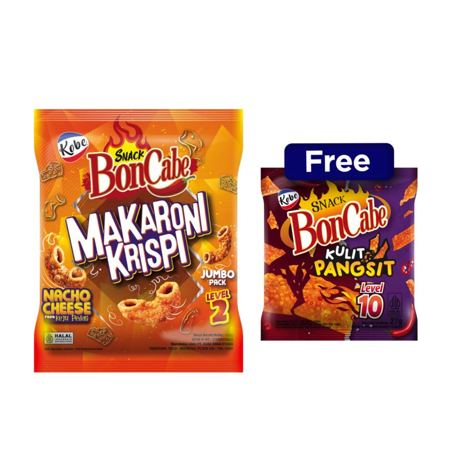 Buy 1 Boncabe Makaroni Krispy Rasa Keju Pedas Level 2 135 gram free 1 [freebies] Snack Boncabe Kulit Pangsit Lv10 70 gram