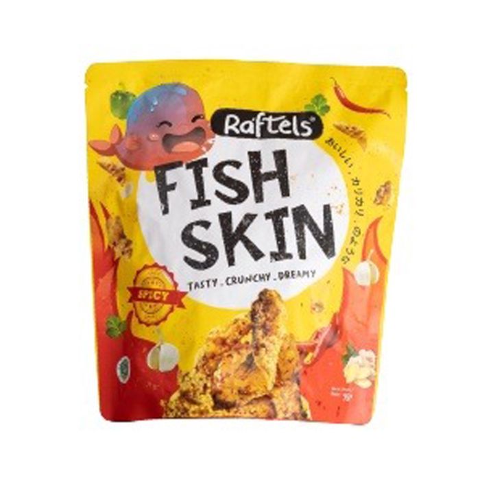 Raftels Fish Skin Chips Spicy 75gr