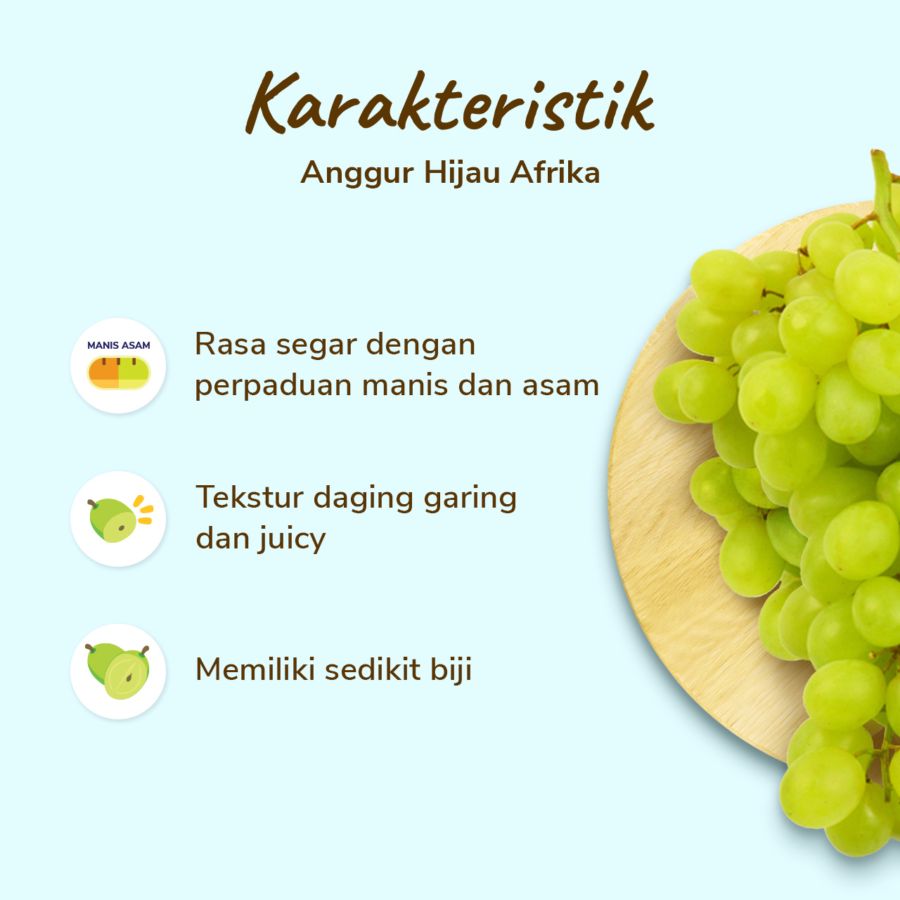 Anggur Hijau Afrika Seedless Premium - Astro Farm 450gr - 500gr/pack