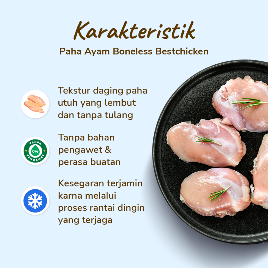Paha Ayam Boneless (BSL) Chicken Thigh BestChicken 450-550gram