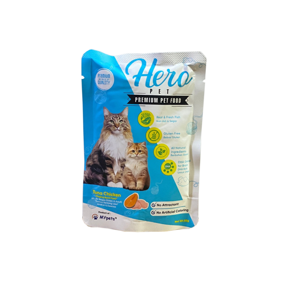 Hero Premium Cat Pouch Tuna Chicken For Kitten & Adult 85gram