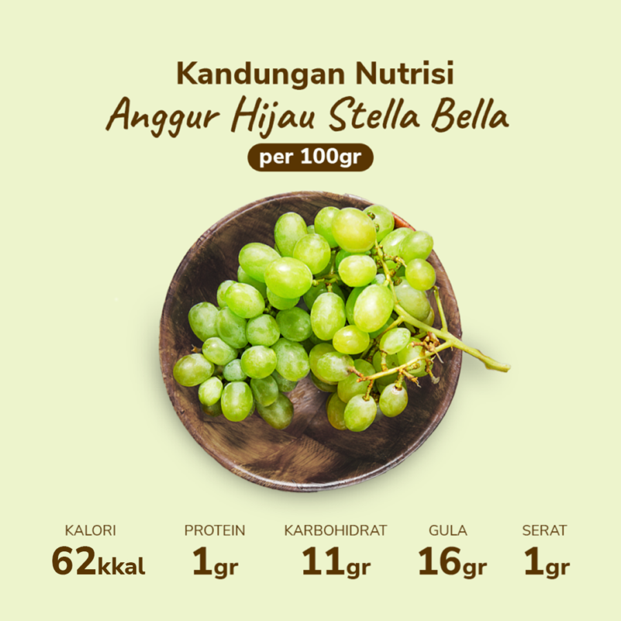 Anggur Hijau Stella Bella Seedless Astro Farm 450-500 gram