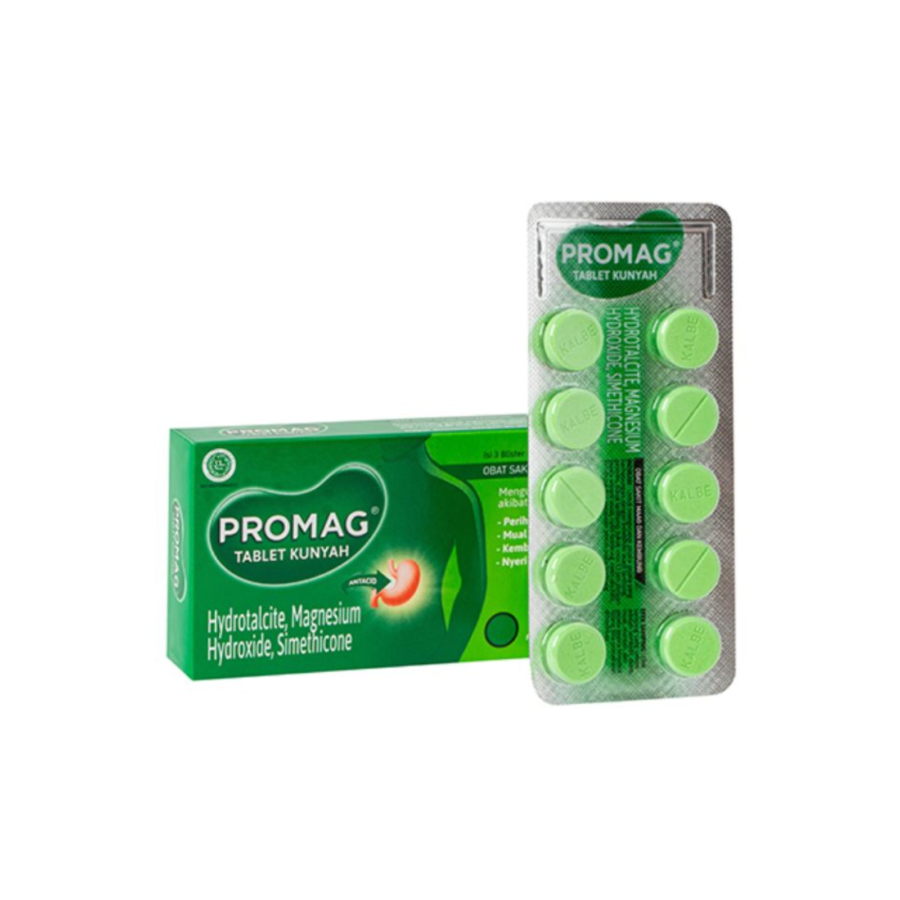 Promag Tablet Kunyah isi 3 Blister 30 Tablet 1pcs
