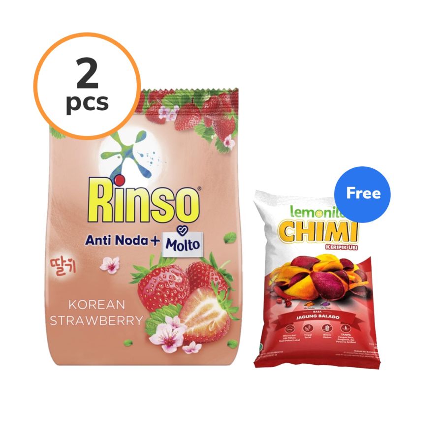 Buy 2 Rinso Molto Deterjen Bubuk Korean Strawberry Powder 700gr Get 1 Lemonilo Chimi Taro Chips Jagung Balado/Keripik Ubi 40gram