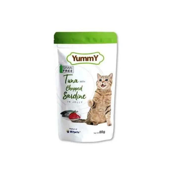 Yummy Tuna & Sardine in Jelly Adult Makanan Kucing Basah Pouch