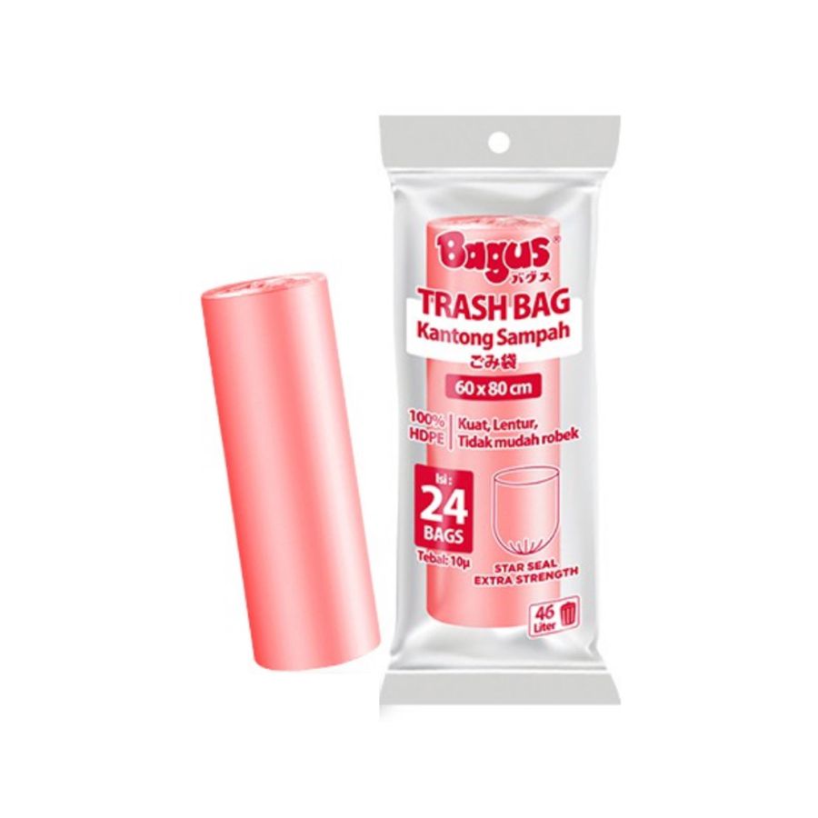Bagus Kantong Sampah Roll Red Size 60 x 80 cm 46L 24pcs