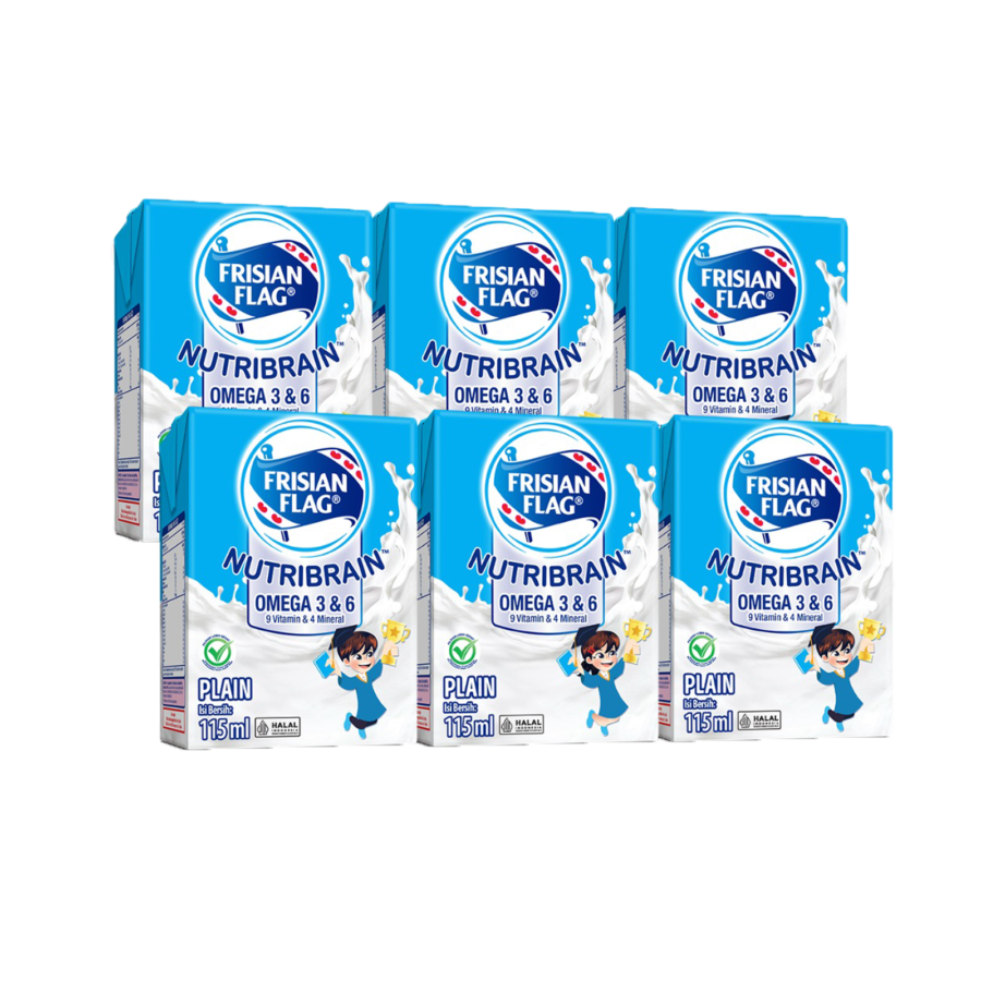 Frisian Flag UHT Nutribrain Plain Multipack 6x115ml 6pcs