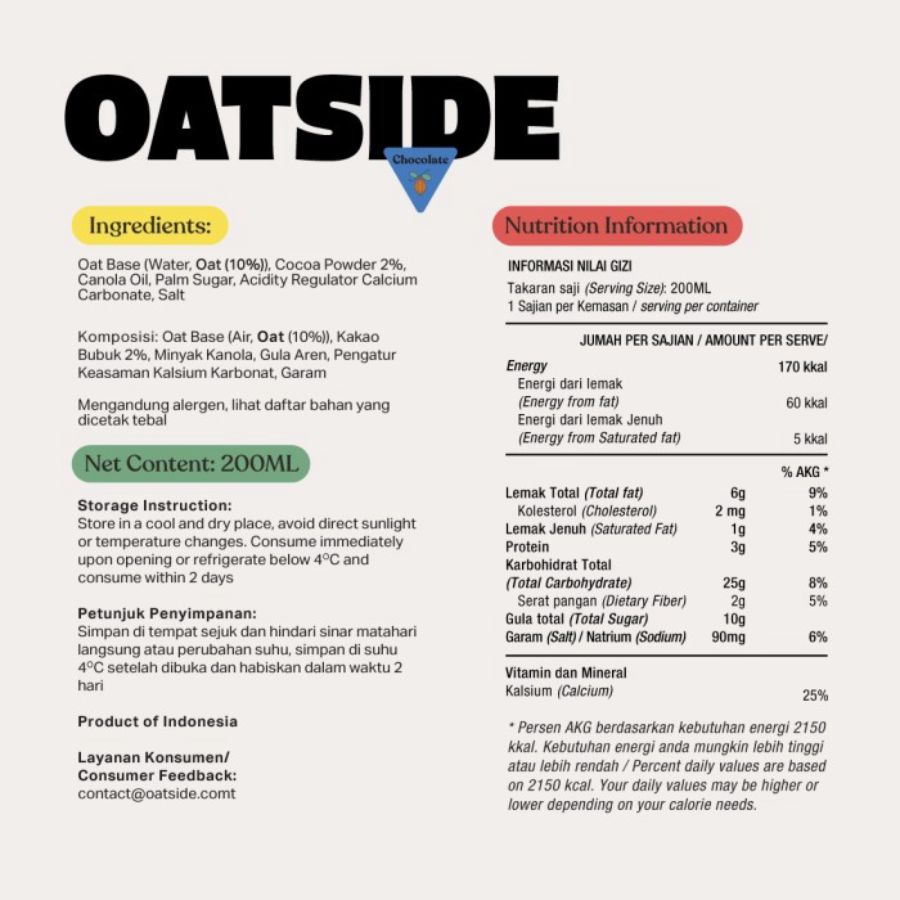 Oatside Oat Milk Chocolate Straw Dus 200ml 24pcs