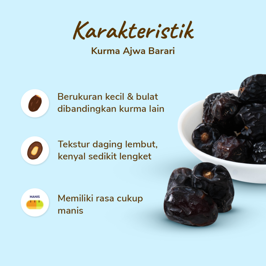 Kurma Ajwa Barari Premium Plastic Box 500gram